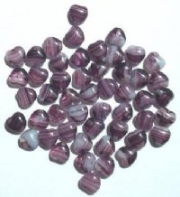 50 8mm Amethyst Givre Glass Heart Beads